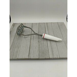 Vintage Nylon Potato Masher Kitchen Utensil White Blue 10" Unbranded